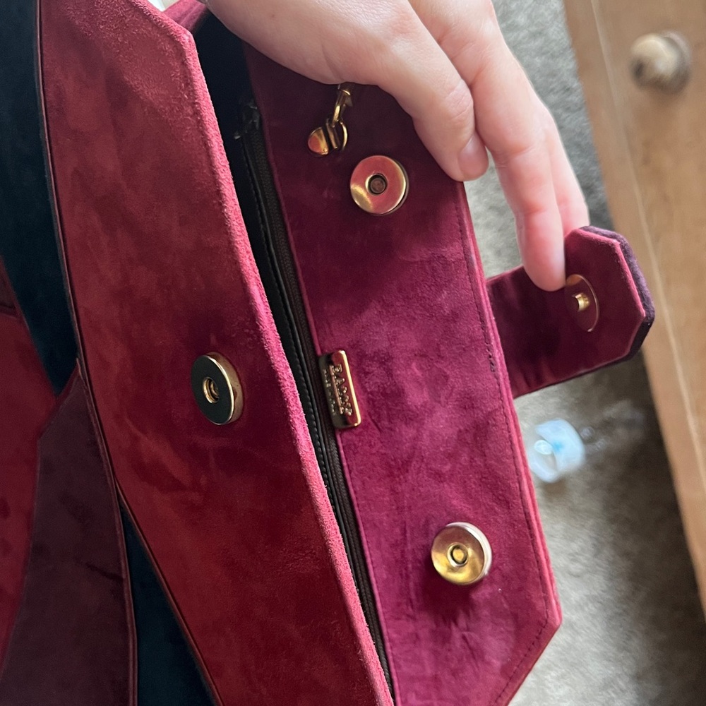 Bally Burgundy and Navy Geometric Shoulder Bag - Picture 6 of 10